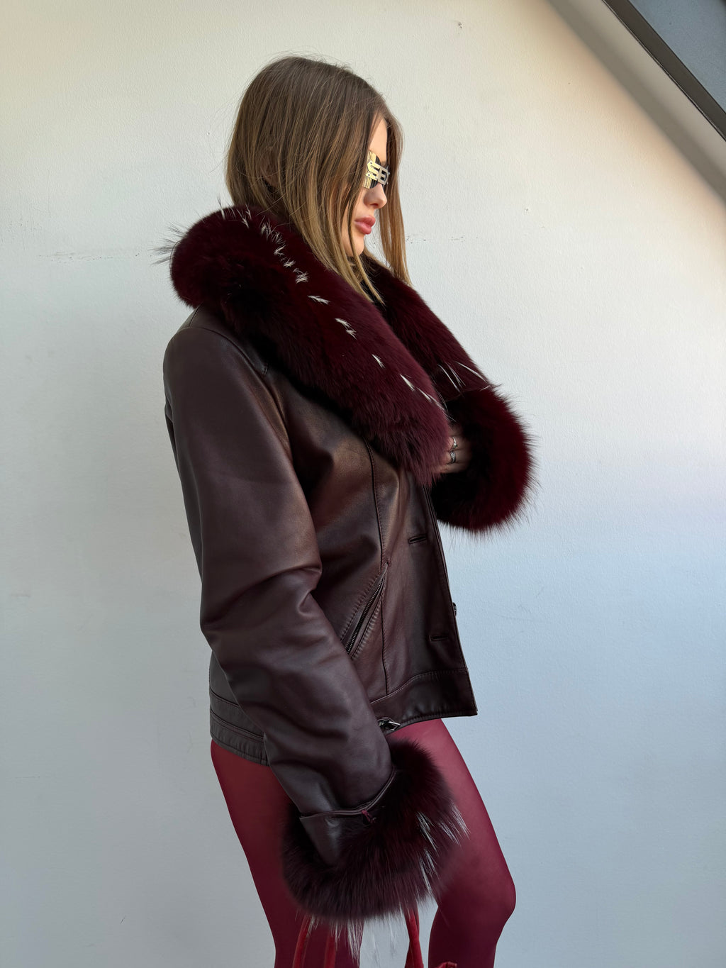 REAL LEATHER JACKET WITH FUR COLLAR