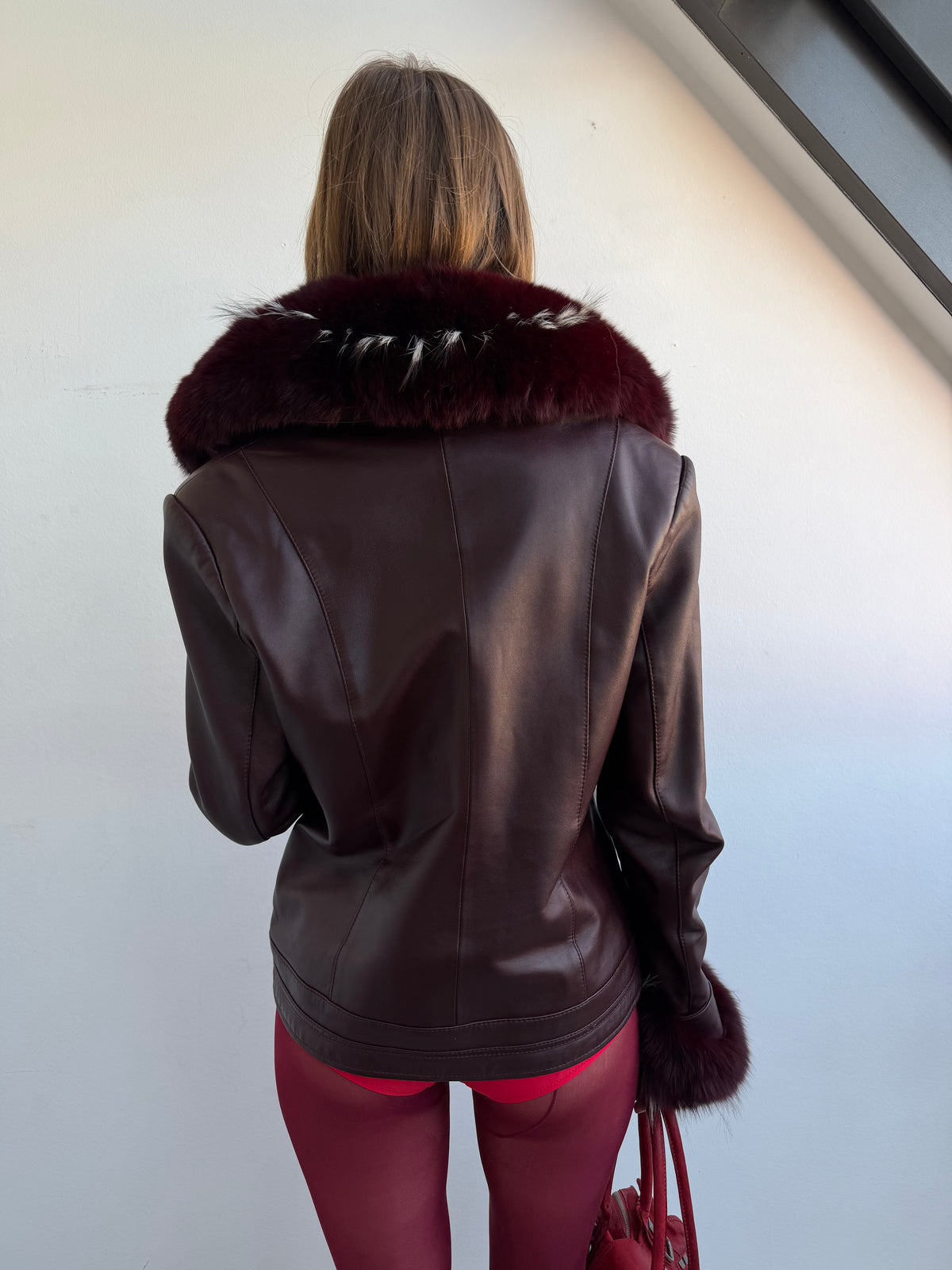 REAL LEATHER JACKET WITH FUR COLLAR