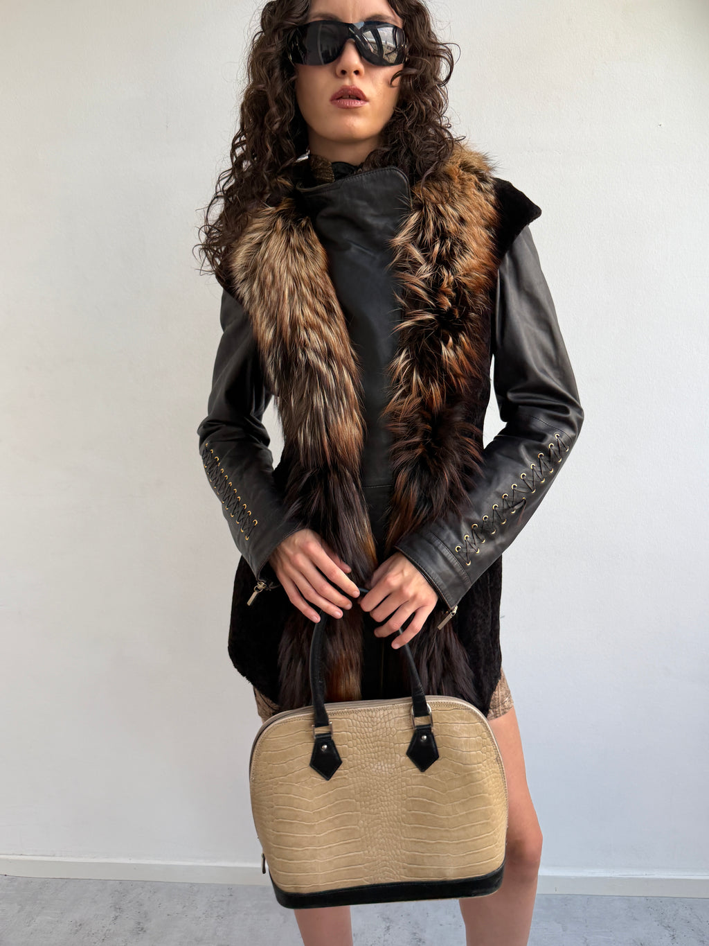 REAL LEATHER & FUR JACKET