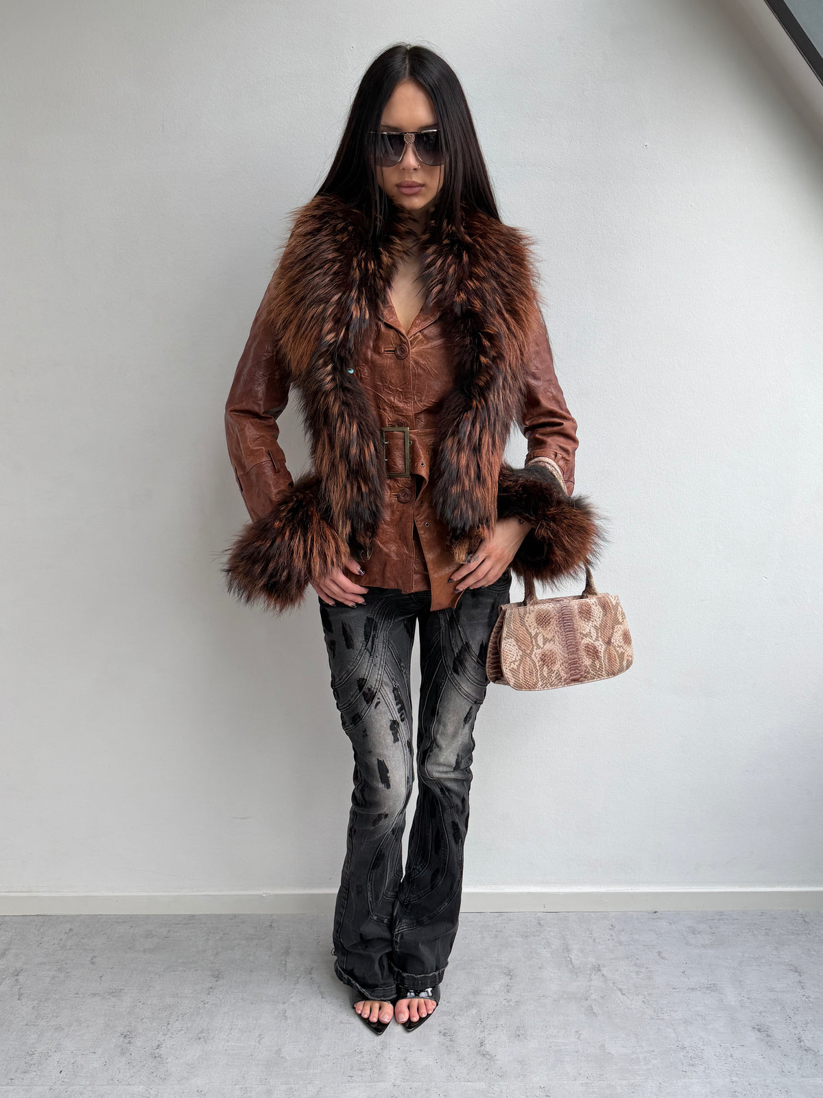 REAL FUR & REAL LEATHER JACKET