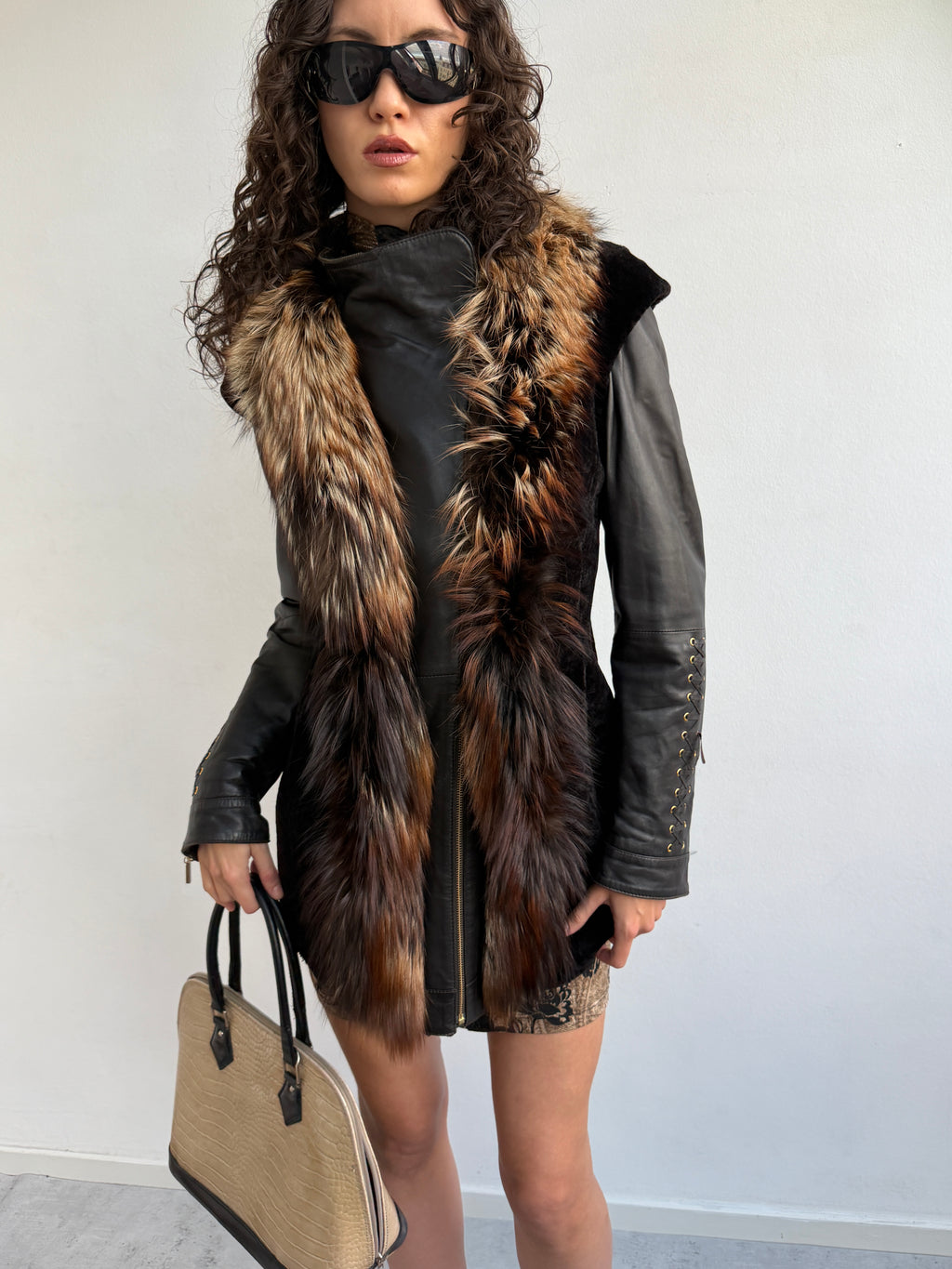 REAL LEATHER & FUR JACKET