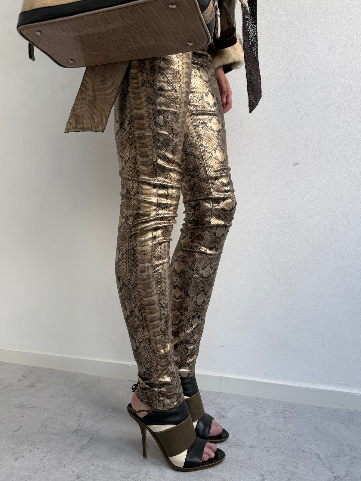 Snake skin print jeans