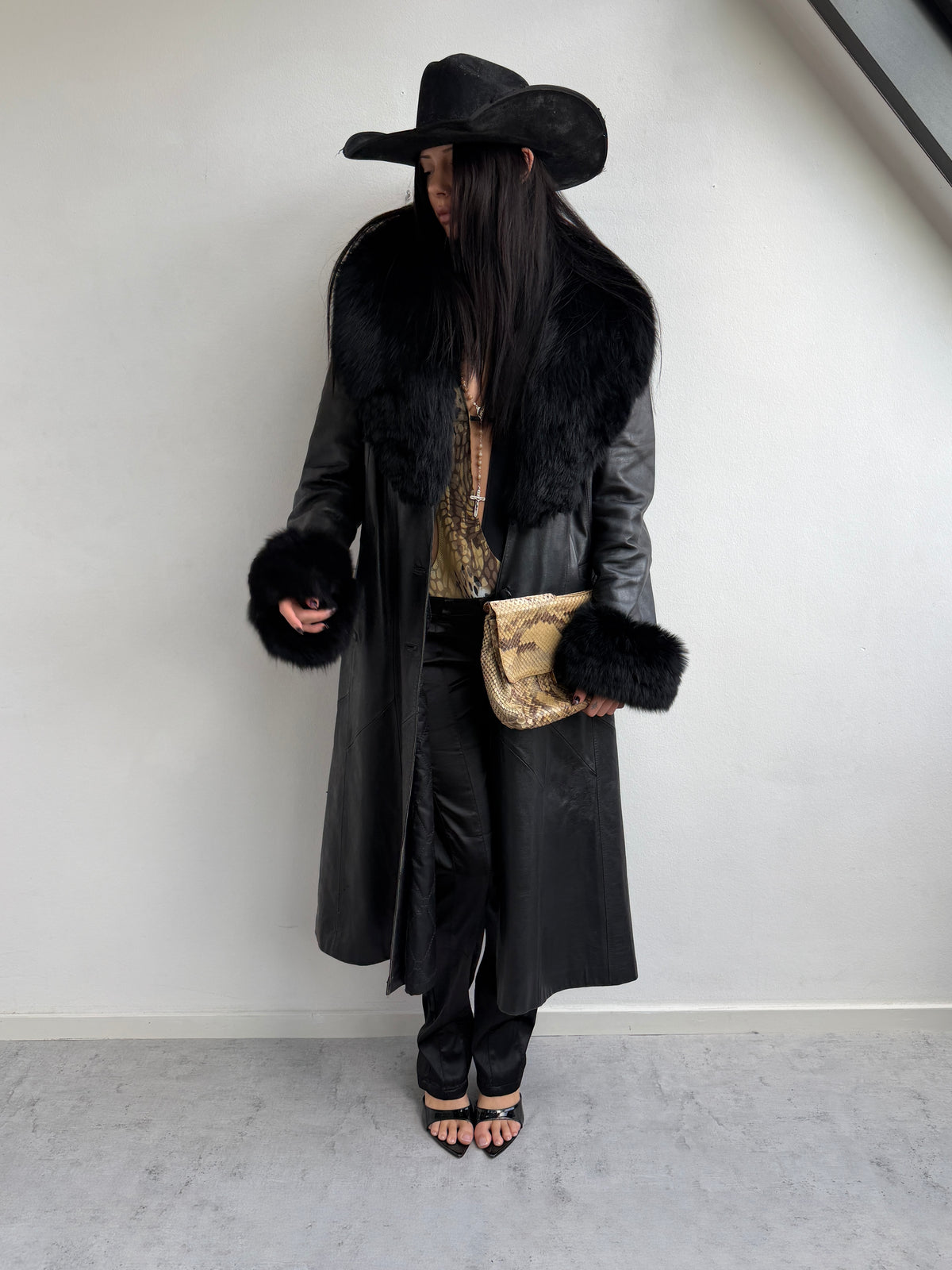REAL FUR & LEATHER COAT