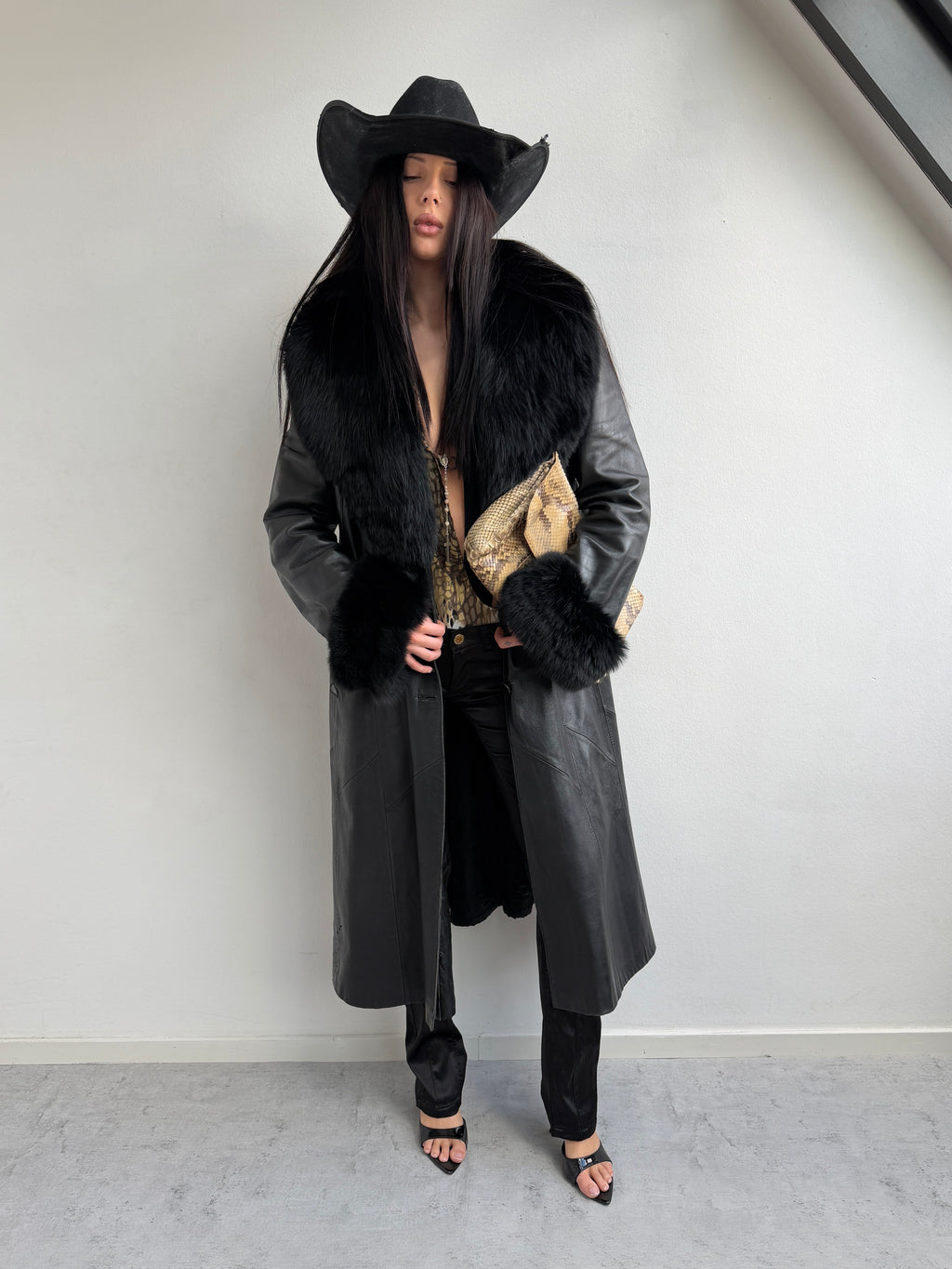 REAL FUR & LEATHER COAT