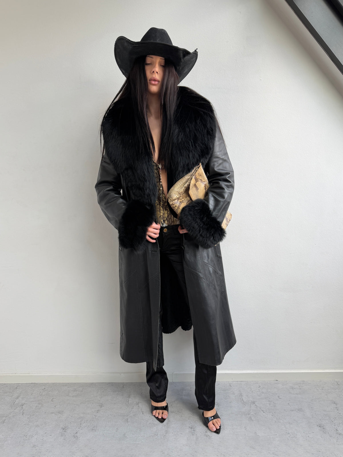 REAL FUR & LEATHER COAT