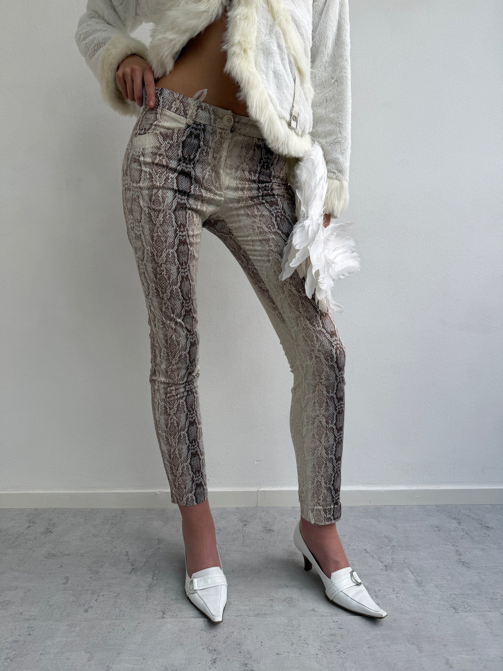 Snake skin print jeans
