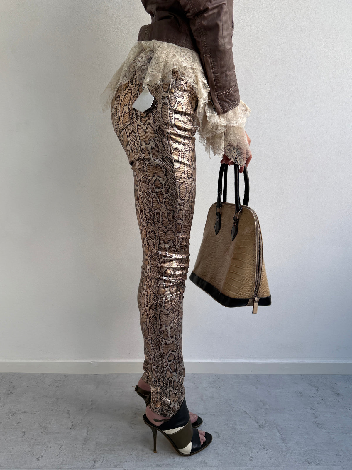 Snake skin print jeans