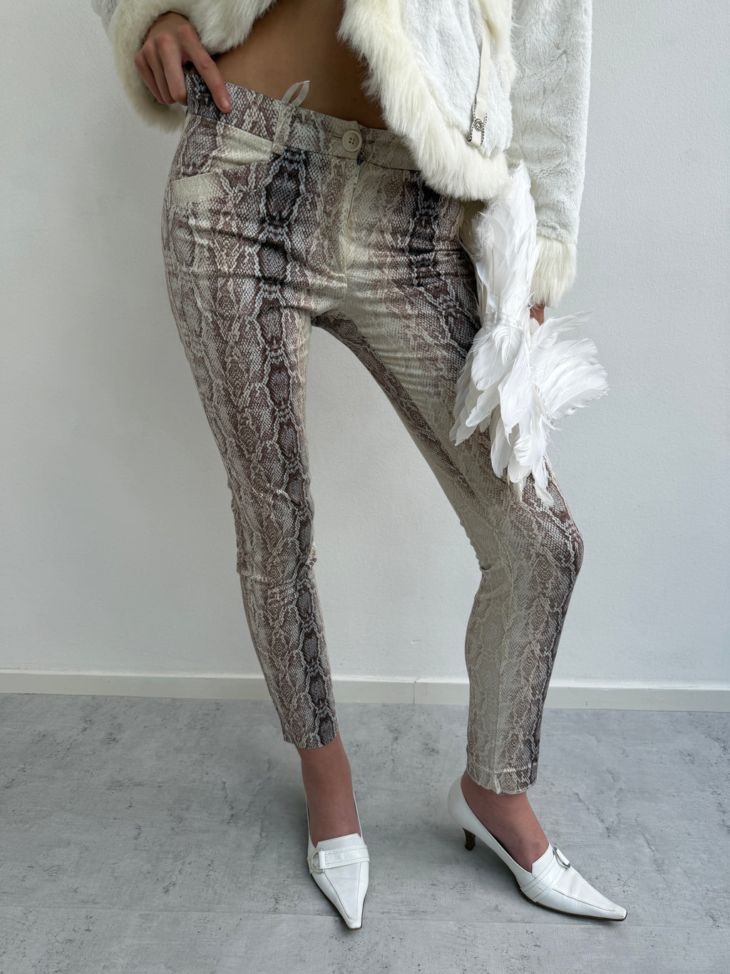 Snake skin print jeans