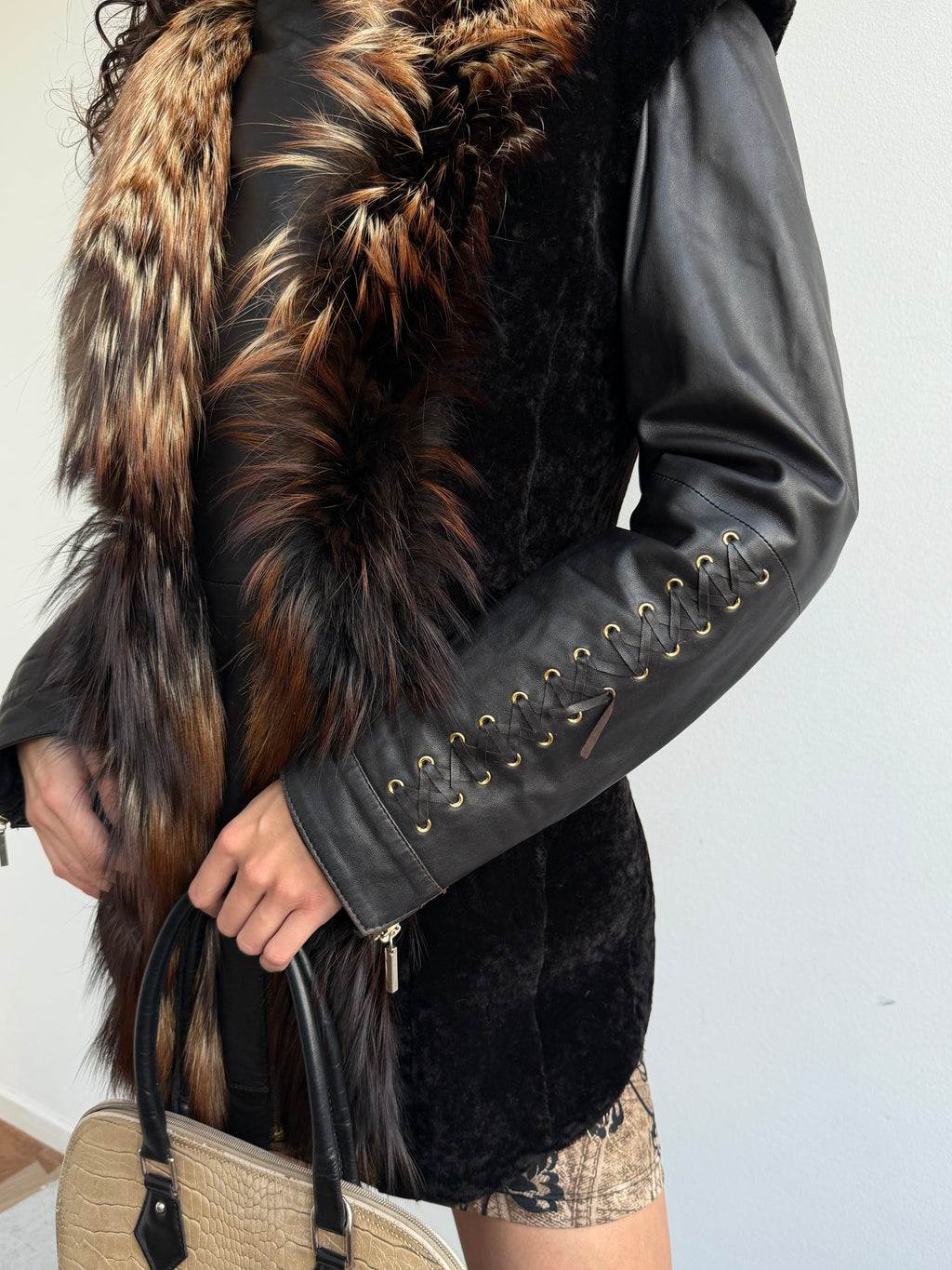 REAL LEATHER & FUR JACKET