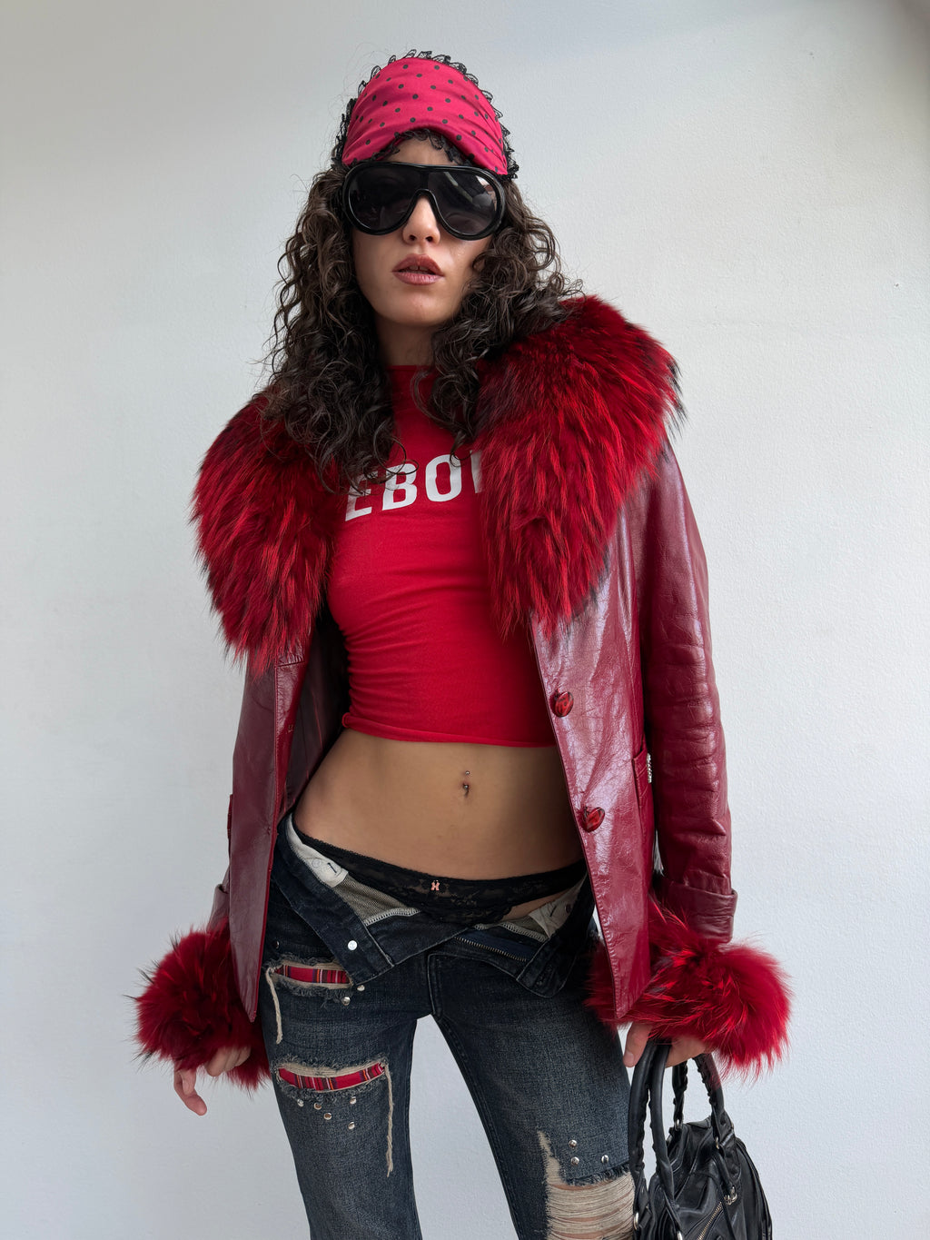 Real leather & real fur jacket