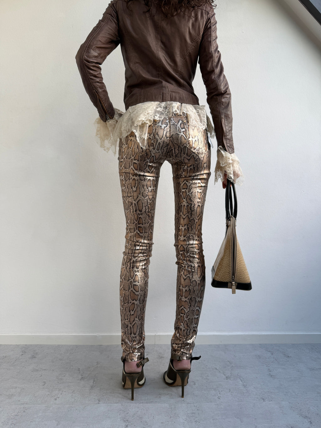 Snake skin print jeans
