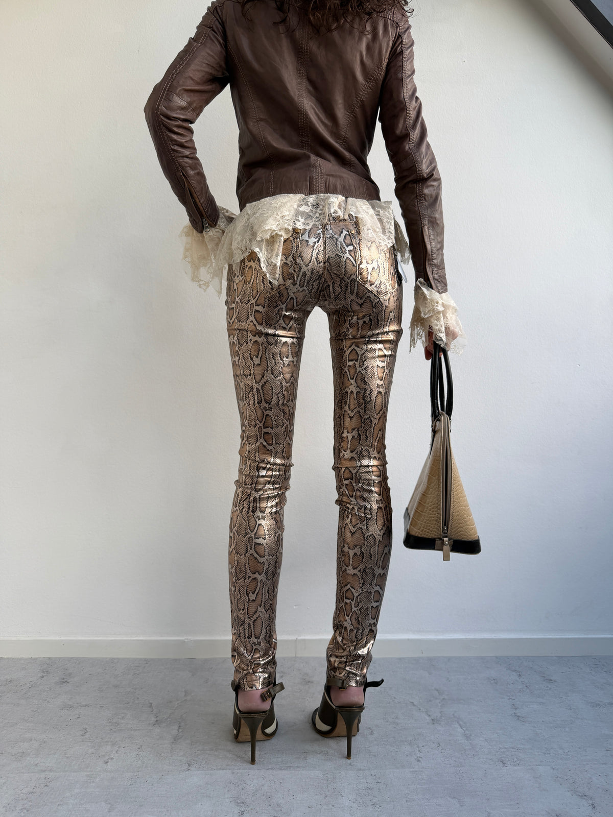 Snake skin print jeans