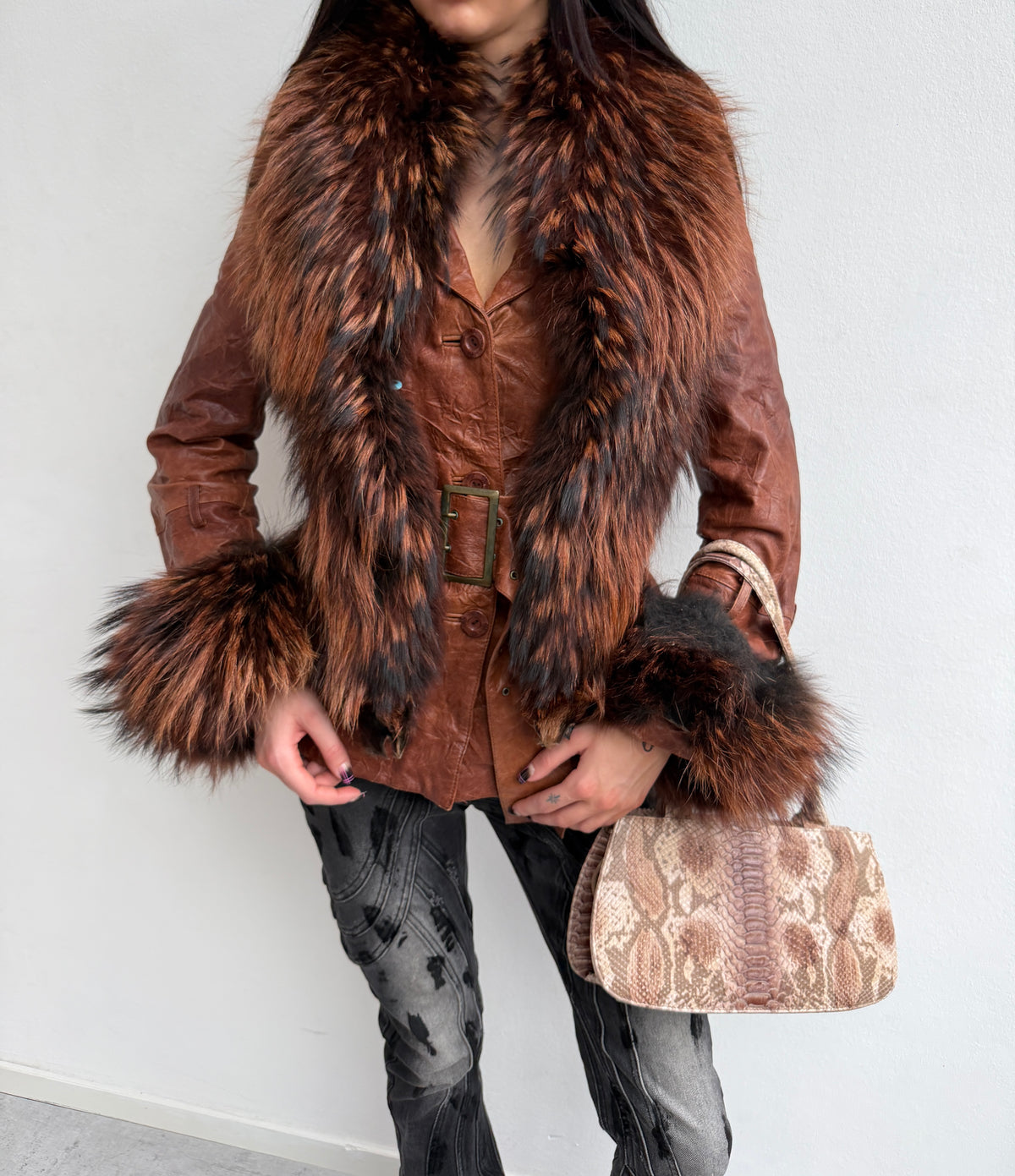 REAL FUR & REAL LEATHER JACKET