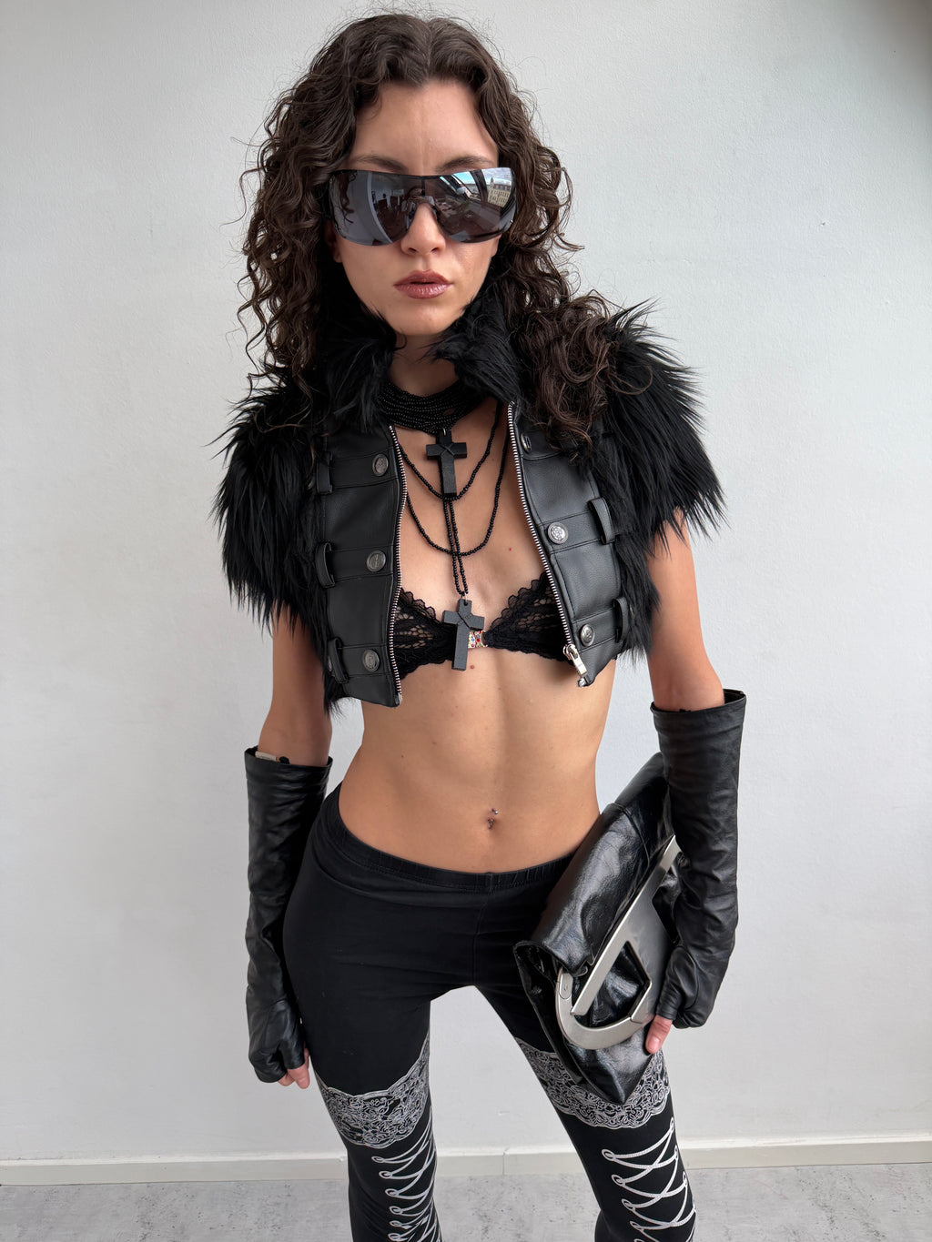 Faux fur cape