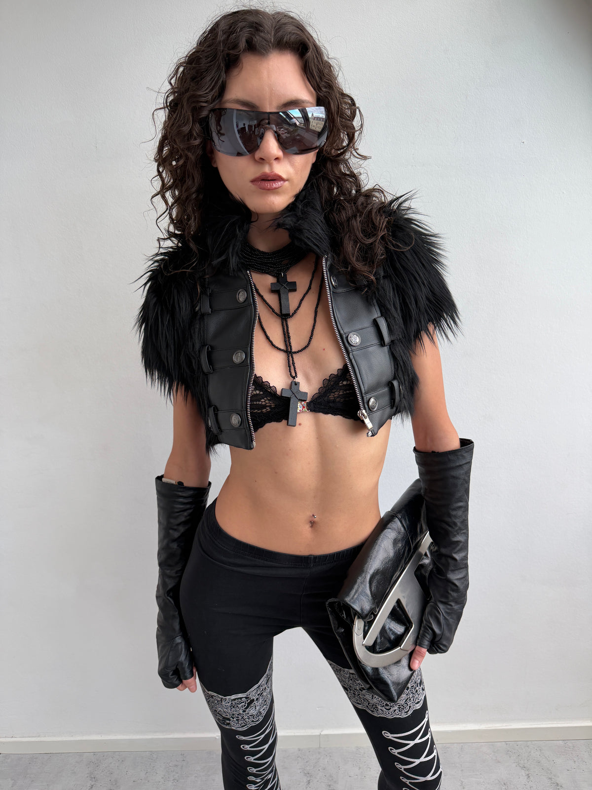 Faux fur cape