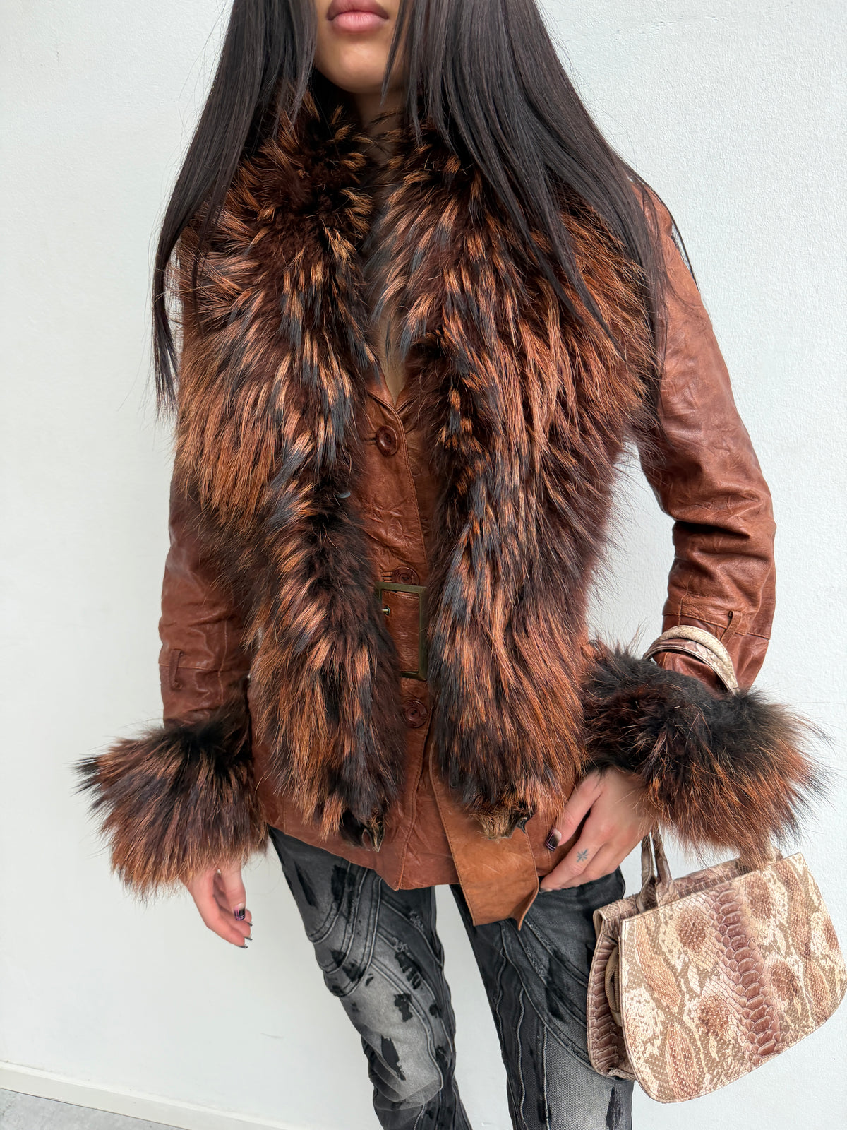 REAL FUR & REAL LEATHER JACKET