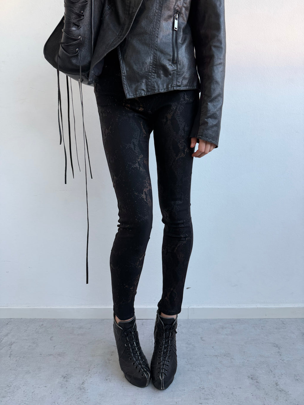 SNAKE PRINT JEANS