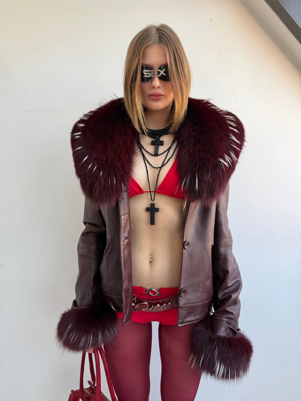 REAL LEATHER JACKET WITH FUR COLLAR