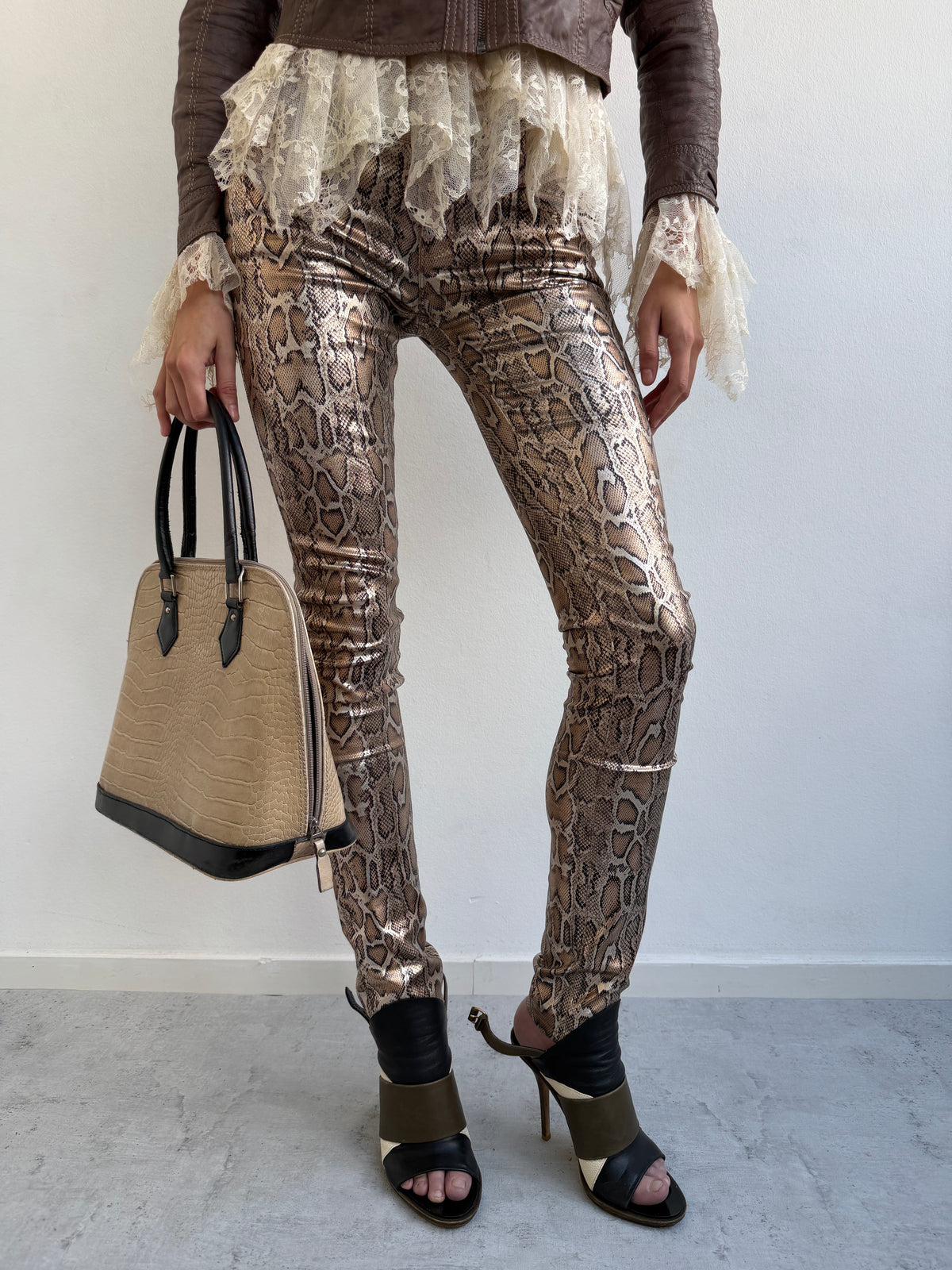 Snake skin print jeans