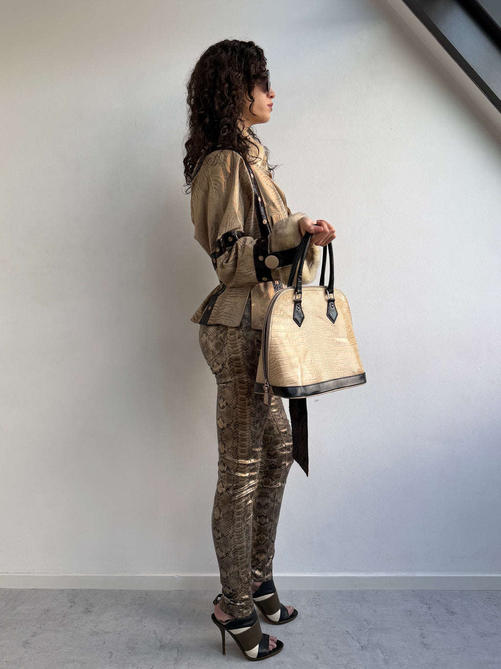 Snake skin print jeans