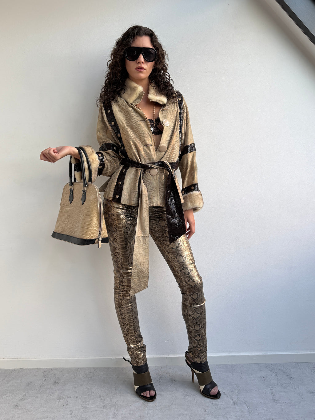 Snake skin print jeans