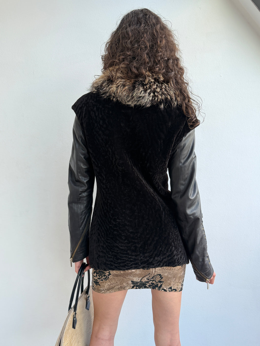 REAL LEATHER & FUR JACKET
