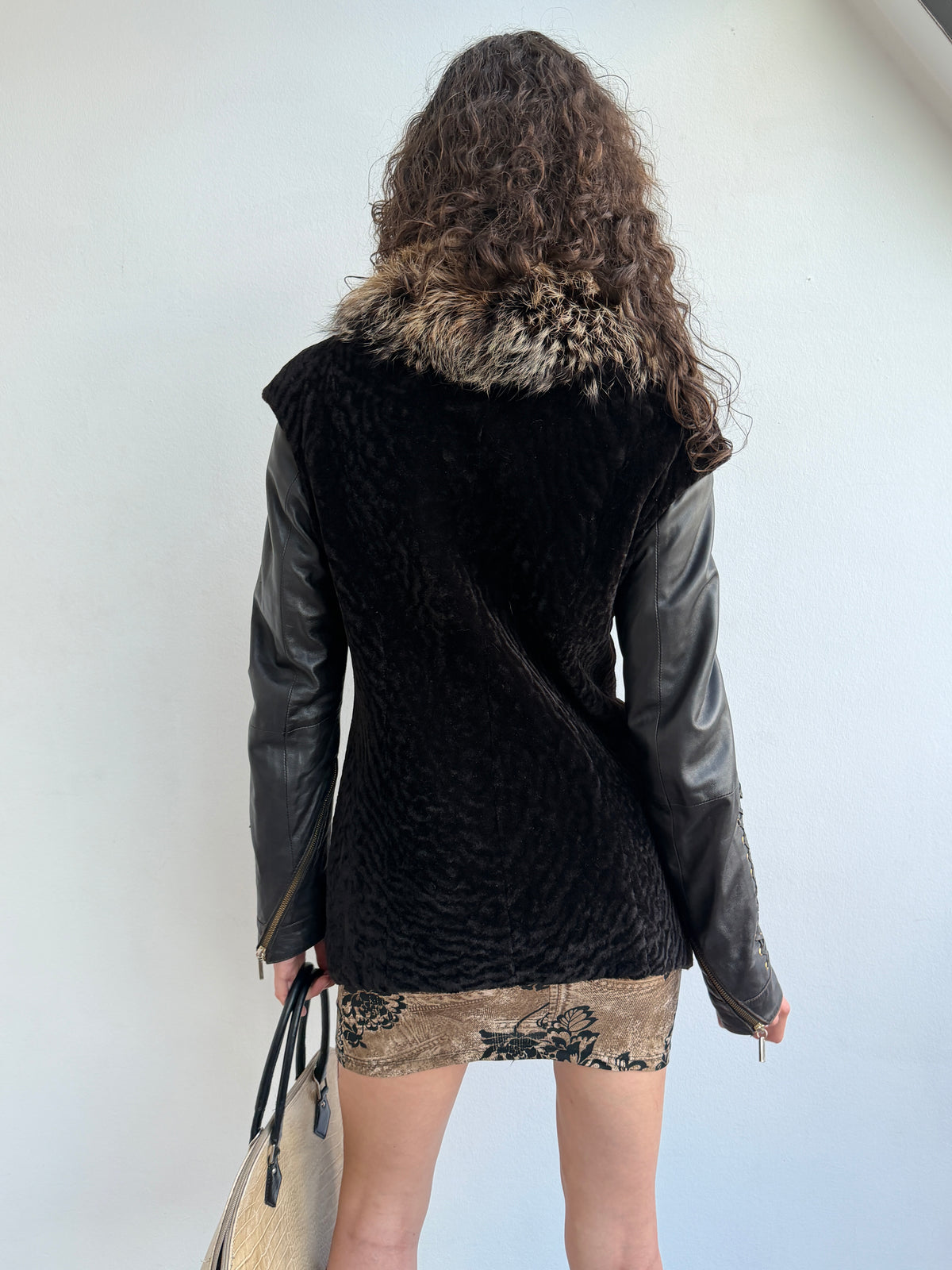 REAL LEATHER & FUR JACKET