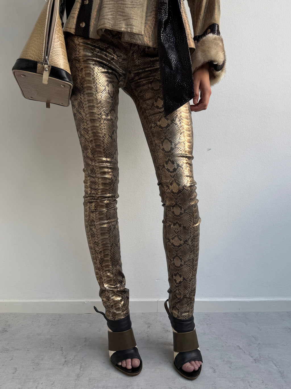 Snake skin print jeans