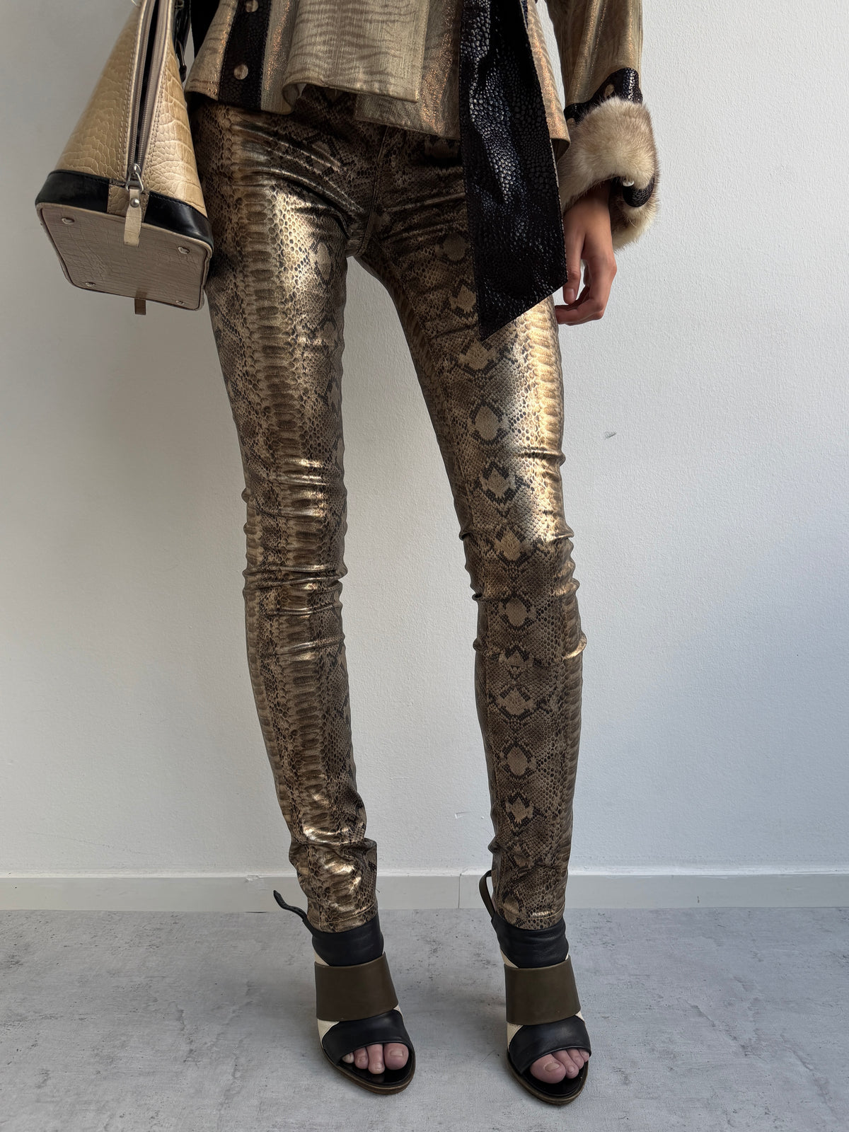 Snake skin print jeans