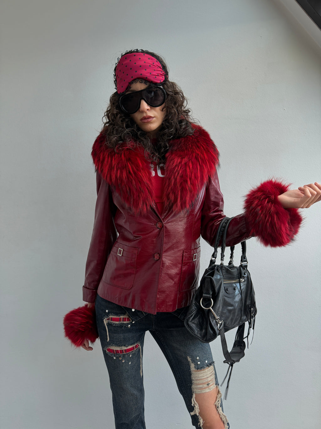 Real leather & real fur jacket