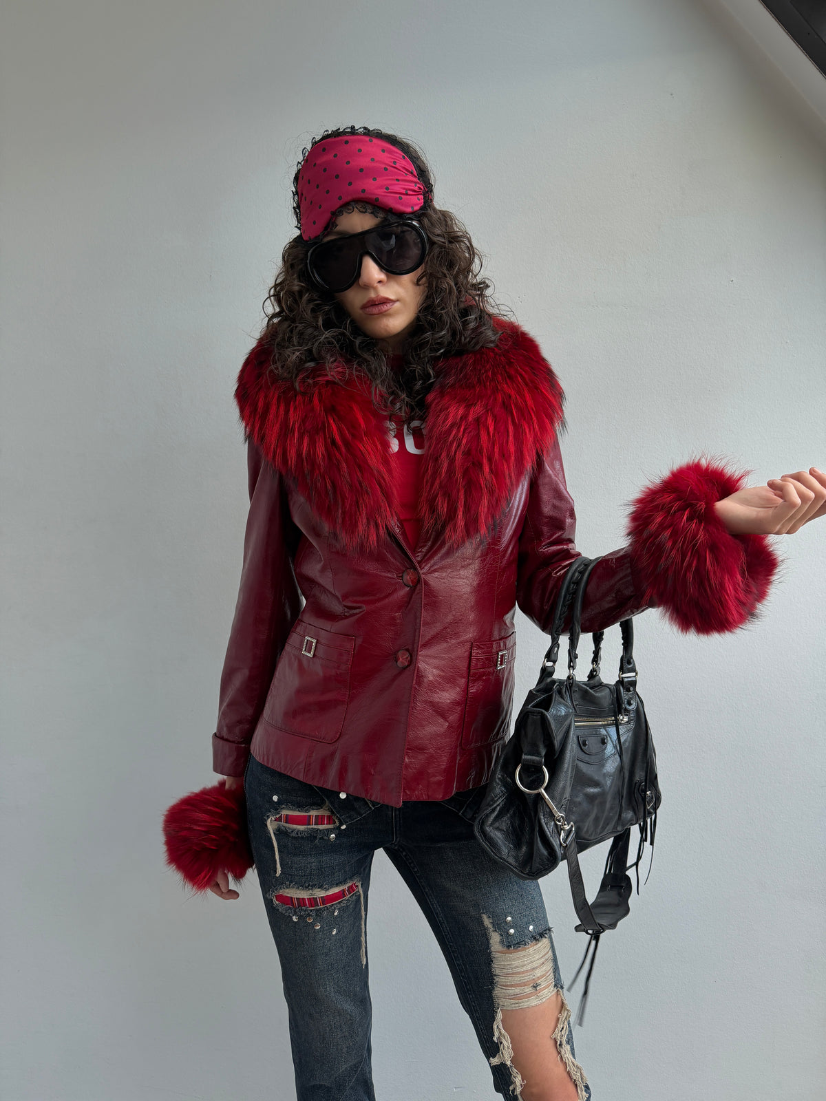 Real leather & real fur jacket