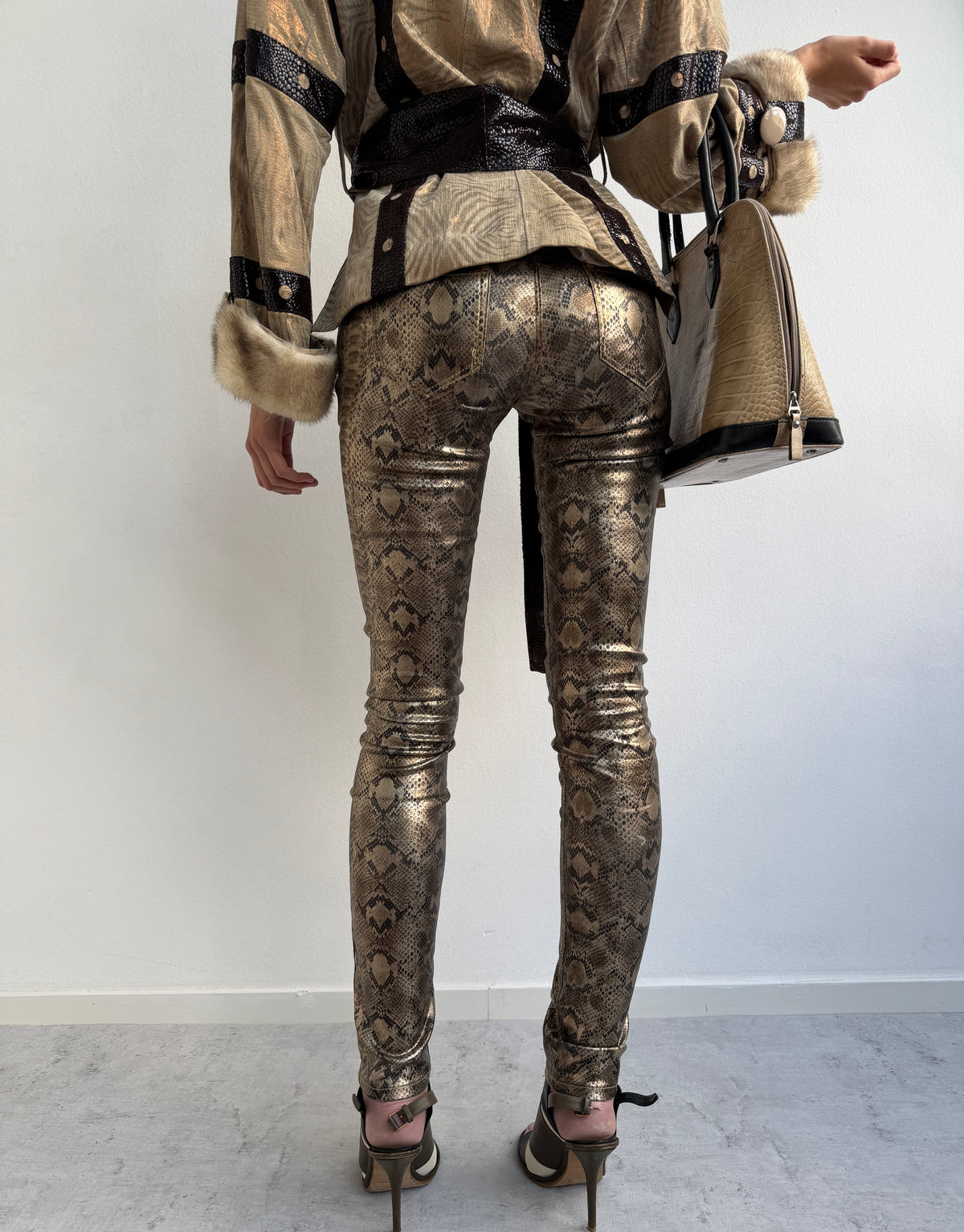 Snake skin print jeans