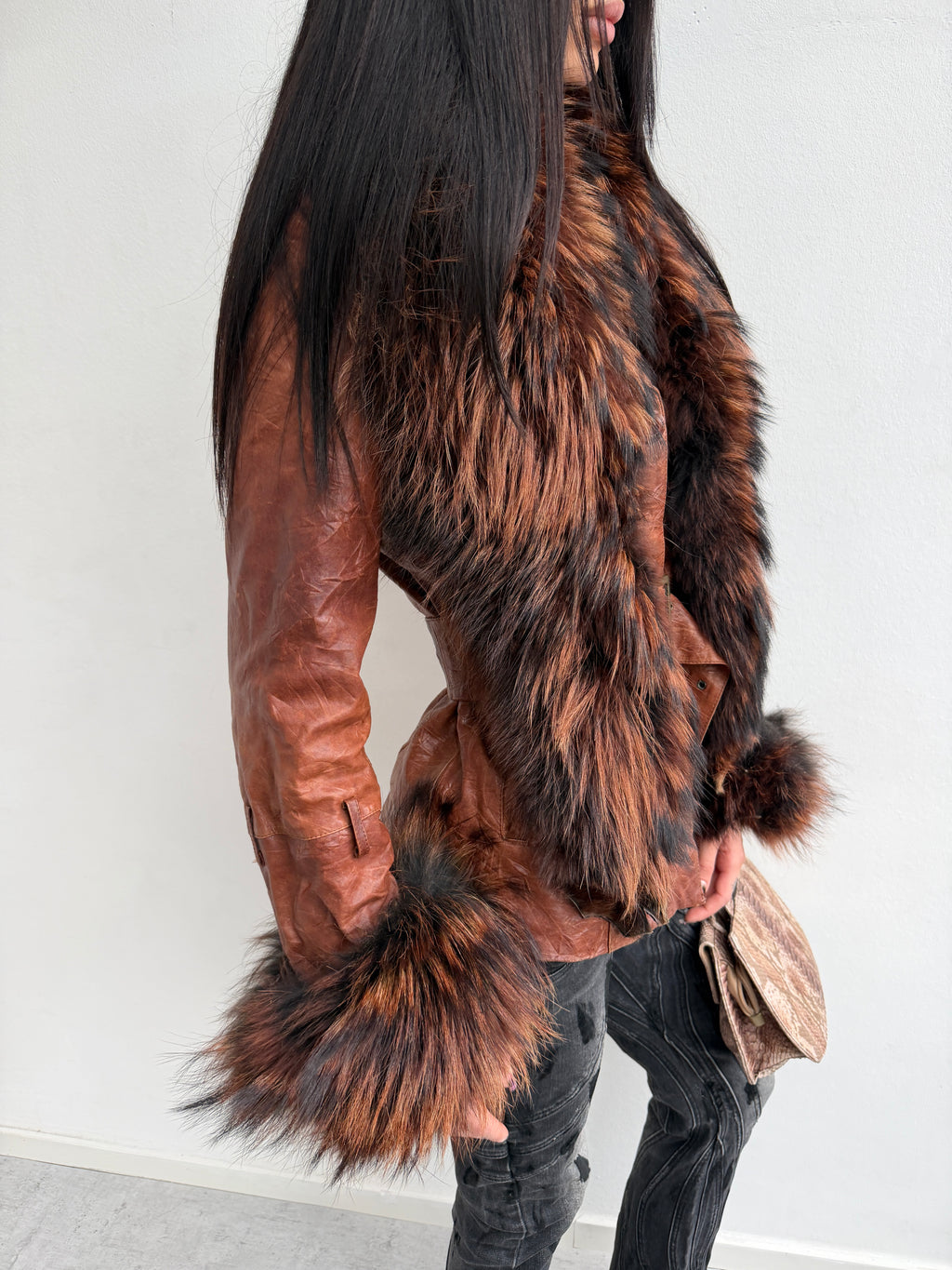 REAL FUR & REAL LEATHER JACKET