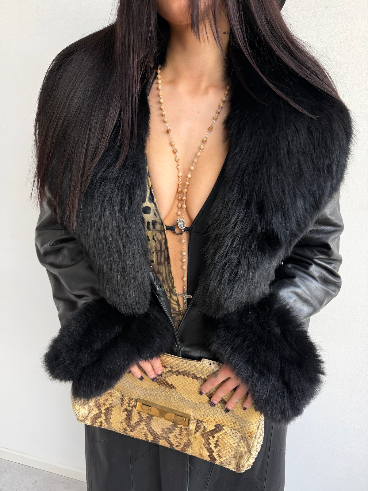 REAL FUR & LEATHER COAT