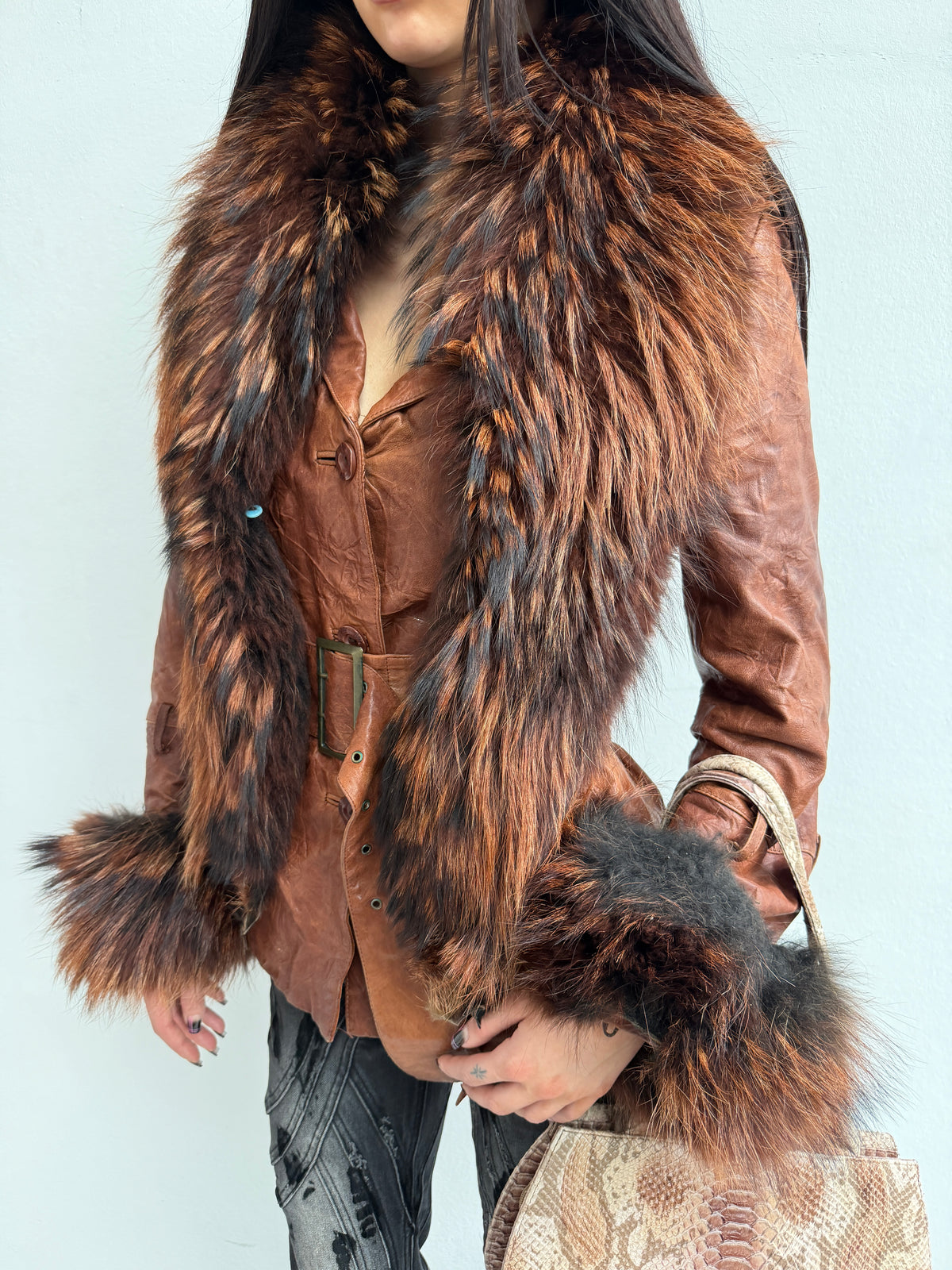 REAL FUR & REAL LEATHER JACKET